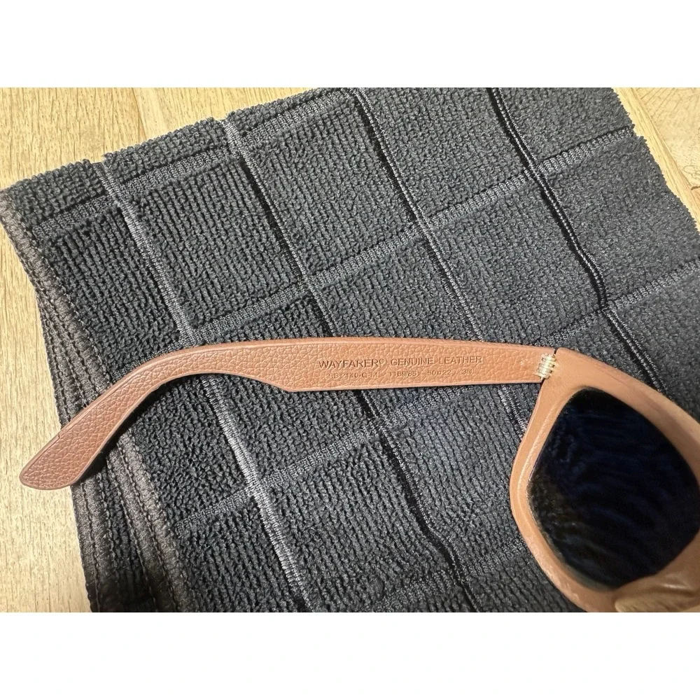 Ray Bans RB2140-Q-M 50[]22 GENUINE LEATHER BROWN GRADIENT UV WAYFARER SUNGLASSES